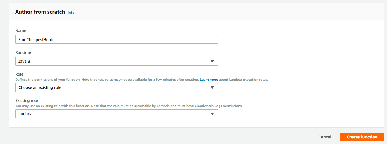 Create Function - Configuration.